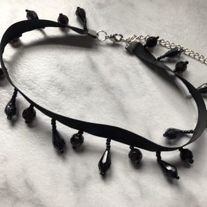 Black chandelier drop beaded choker